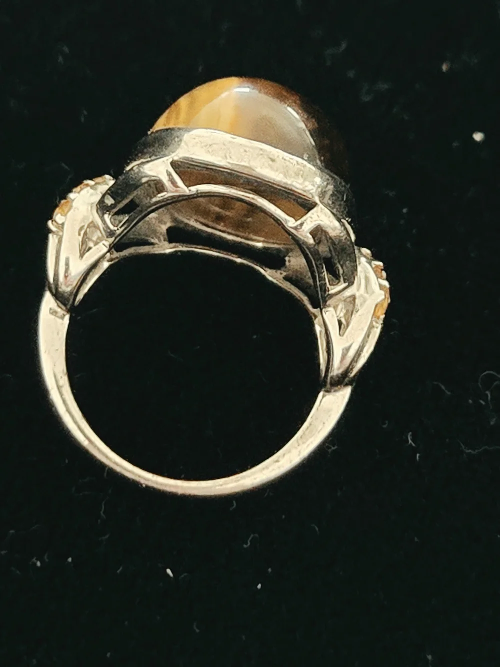 Sterling Silver Tiger's Eye Statement Ring - Brown Gemstone